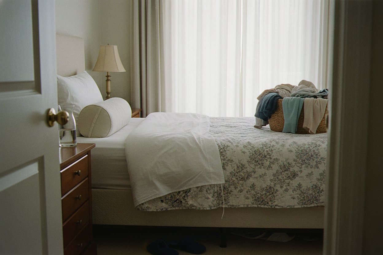 Bedroom with safety bars installed properly